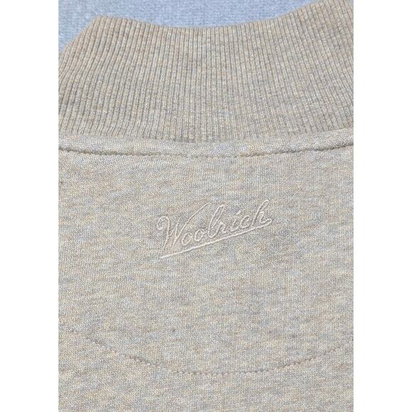 Woolrich Men’s XL 1/4 Zip Pullover Beige Sweatshirt Elbow Patches Cotton Blend - Picture 4 of 11